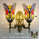 GobekUsa Butterfly Glass Sconces LED Wall Lamps Tiffany Mediterranean Bedroom Lighting