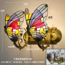 GobekUsa Butterfly Glass Sconces LED Wall Lamps Tiffany Mediterranean Bedroom Lighting