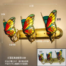 GobekUsa Butterfly Glass Sconces LED Wall Lamps Tiffany Mediterranean Bedroom Lighting