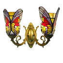 GobekUsa Butterfly Glass Sconces LED Wall Lamps Tiffany Mediterranean Bedroom Lighting