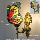 GobekUsa Butterfly Glass Sconces LED Wall Lamps Tiffany Mediterranean Bedroom Lighting