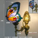 GobekUsa Butterfly Glass Sconces LED Wall Lamps Tiffany Mediterranean Bedroom Lighting