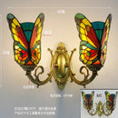 GobekUsa Butterfly Glass Sconces LED Wall Lamps Tiffany Mediterranean Bedroom Lighting