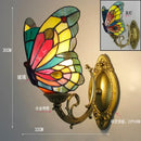 GobekUsa Butterfly Glass Sconces LED Wall Lamps Tiffany Mediterranean Bedroom Lighting