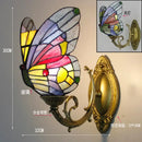 GobekUsa Butterfly Glass Sconces LED Wall Lamps Tiffany Mediterranean Bedroom Lighting