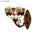 GobekUsa Tiffany Gold Cut Glass Wall Sconce with Scalloped Dome and Mermaid Arm
