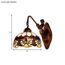 GobekUsa Tiffany Gold Cut Glass Wall Sconce with Scalloped Dome and Mermaid Arm