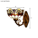 GobekUsa Tiffany Gold Cut Glass Wall Sconce with Scalloped Dome and Mermaid Arm