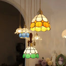 GobekUsa Glass LED Pendant Lamp Tiffany Style Hand Stitch Dining Room Light