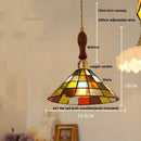 GobekUsa Glass LED Pendant Lamp Tiffany Style Hand Stitch Dining Room Light