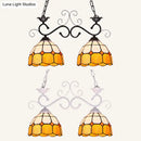 GobekUsa Stylish Grid Dome Chandelier: 2-Head Tiffany Island Lamp in Black/White - Perfect for Dining Room Lighting