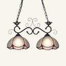 GobekUsa Stylish Scalloped Edged Island Light Fixture - Tiffany Style Chandelier in Black/Blue (2 Heads)