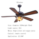 GobekUsa 52-inch Tiffany Ceiling Fan Light with Remote Control and Wood Leaf Design