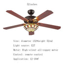 GobekUsa 52-inch Tiffany Ceiling Fan Light with Remote Control and Wood Leaf Design