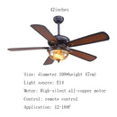 GobekUsa 52-inch Tiffany Ceiling Fan Light with Remote Control and Wood Leaf Design