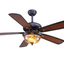 GobekUsa 52-inch Tiffany Ceiling Fan Light with Remote Control and Wood Leaf Design