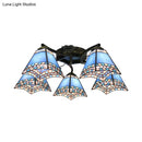 GobekUsa Tiffany Stained Glass Ceiling Light with 5 Scalloped Heads in Antique Bronze - Perfect for Bedroom