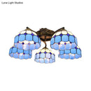 GobekUsa Tiffany Stained Glass Ceiling Light with 5 Scalloped Heads in Antique Bronze - Perfect for Bedroom