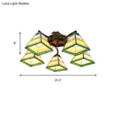 GobekUsa Tiffany Stained Glass Ceiling Light with 5 Scalloped Heads in Antique Bronze - Perfect for Bedroom