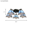 GobekUsa Tiffany Stained Glass Ceiling Light with 5 Scalloped Heads in Antique Bronze - Perfect for Bedroom