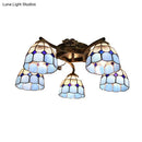 GobekUsa Tiffany Stained Glass Ceiling Light with 5 Scalloped Heads in Antique Bronze - Perfect for Bedroom
