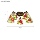 GobekUsa Tiffany Stained Glass Ceiling Light with 5 Scalloped Heads in Antique Bronze - Perfect for Bedroom