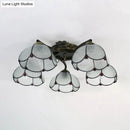 GobekUsa Tiffany Stained Glass Ceiling Light with 5 Scalloped Heads in Antique Bronze - Perfect for Bedroom