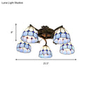 GobekUsa Tiffany Stained Glass Ceiling Light with 5 Scalloped Heads in Antique Bronze - Perfect for Bedroom