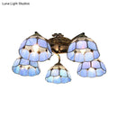 GobekUsa Tiffany Stained Glass Ceiling Light with 5 Scalloped Heads in Antique Bronze - Perfect for Bedroom