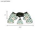 GobekUsa Tiffany Stained Glass Ceiling Light with 5 Scalloped Heads in Antique Bronze - Perfect for Bedroom