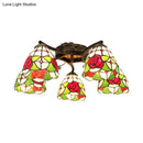 GobekUsa Tiffany Stained Glass Ceiling Light with 5 Scalloped Heads in Antique Bronze - Perfect for Bedroom