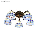 GobekUsa Tiffany Stained Glass Ceiling Light with 5 Scalloped Heads in Antique Bronze - Perfect for Bedroom