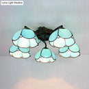 GobekUsa Tiffany Stained Glass Ceiling Light with 5 Scalloped Heads in Antique Bronze - Perfect for Bedroom
