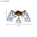 GobekUsa Tiffany Stained Glass Ceiling Light with 5 Scalloped Heads in Antique Bronze - Perfect for Bedroom