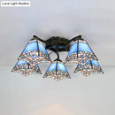 GobekUsa Tiffany Stained Glass Ceiling Light with 5 Scalloped Heads in Antique Bronze - Perfect for Bedroom