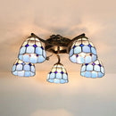 GobekUsa Tiffany Stained Glass Ceiling Light with 5 Scalloped Heads in Antique Bronze - Perfect for Bedroom