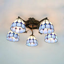 GobekUsa Tiffany Stained Glass Ceiling Light with 5 Scalloped Heads in Antique Bronze - Perfect for Bedroom