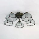 GobekUsa Tiffany Stained Glass Ceiling Light with 5 Scalloped Heads in Antique Bronze - Perfect for Bedroom