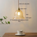 GobekUsa Glass Copper LED Pendant Lamp for Dining Room, Nordic Modern Hanging Light Fixtures