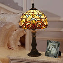 GobekUsa Tiffany Art Glass Night Lamp - Bowl Shaped Stained Glass Table Lighting in Yellow/Blue
