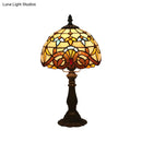 GobekUsa Tiffany Art Glass Night Lamp - Bowl Shaped Stained Glass Table Lighting in Yellow/Blue