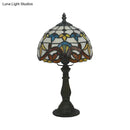 GobekUsa Tiffany Art Glass Night Lamp - Bowl Shaped Stained Glass Table Lighting in Yellow/Blue