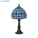 GobekUsa Tiffany Art Glass Night Lamp - Bowl Shaped Stained Glass Table Lighting in Yellow/Blue