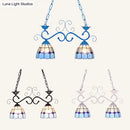 GobekUsa Stainless Glass Island Lighting Dome Shade Tiffany Style Hanging Lamp - Black/Blue/White - Ideal for Balcony