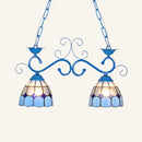 GobekUsa Stainless Glass Island Lighting Dome Shade Tiffany Style Hanging Lamp - Black/Blue/White - Ideal for Balcony