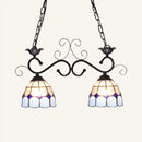 GobekUsa Stainless Glass Island Lighting Dome Shade Tiffany Style Hanging Lamp - Black/Blue/White - Ideal for Balcony