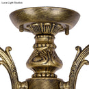 GobekUsa Tiffany Style Ceiling Light - Blue Stained Glass Bell Shade - Semi Flush Mount Fixture with 3 Heads