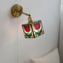 GobekUsa Colorful Square Glass LED Wall Lights with Pull Chain Switch - Tiffany Style