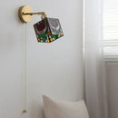 GobekUsa Colorful Square Glass LED Wall Lights with Pull Chain Switch - Tiffany Style