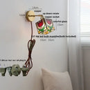 GobekUsa Colorful Square Glass LED Wall Lights with Pull Chain Switch - Tiffany Style